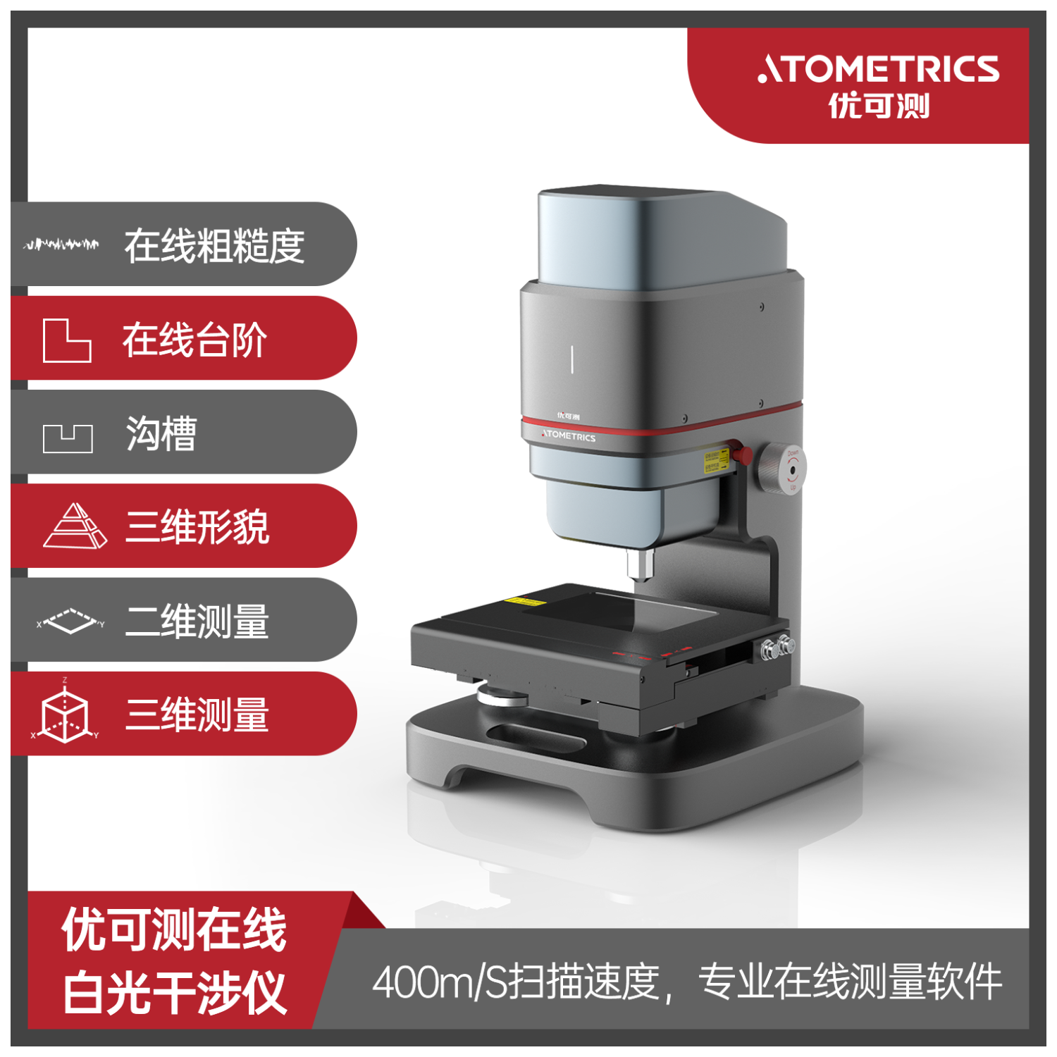 优可测白光干涉仪AM7000系列-陶瓷基板表面粗糙度、线宽线高、R角检测解决方案