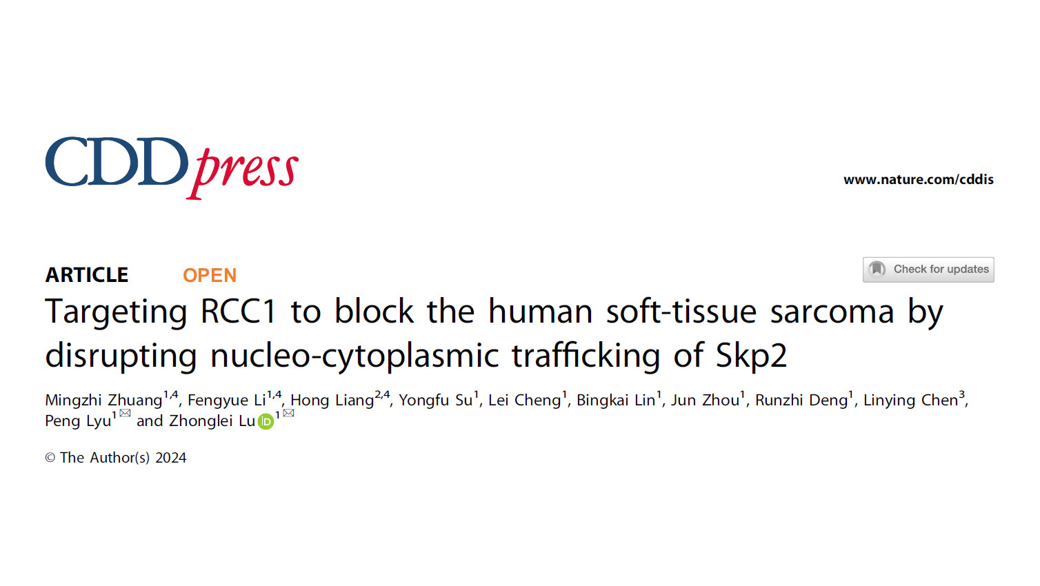 zenCELL owl活细胞动态成像系统用于软组织肉瘤RCC1-Skp2核质转运的调控研究