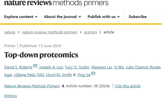 葛瑛领衔多位专家于《自然·综述·方法导论》发表自上而下蛋白质组学综述论文