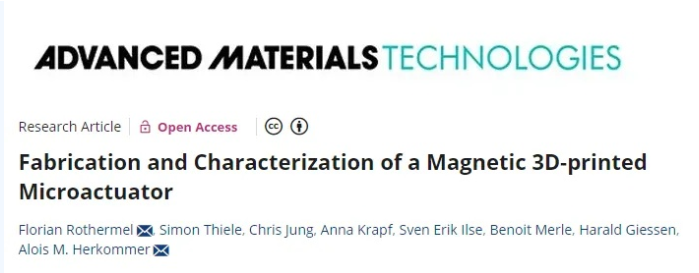 微型世界的驱动力：灰度光刻3D打印技术实现新型磁性微致动器打印
