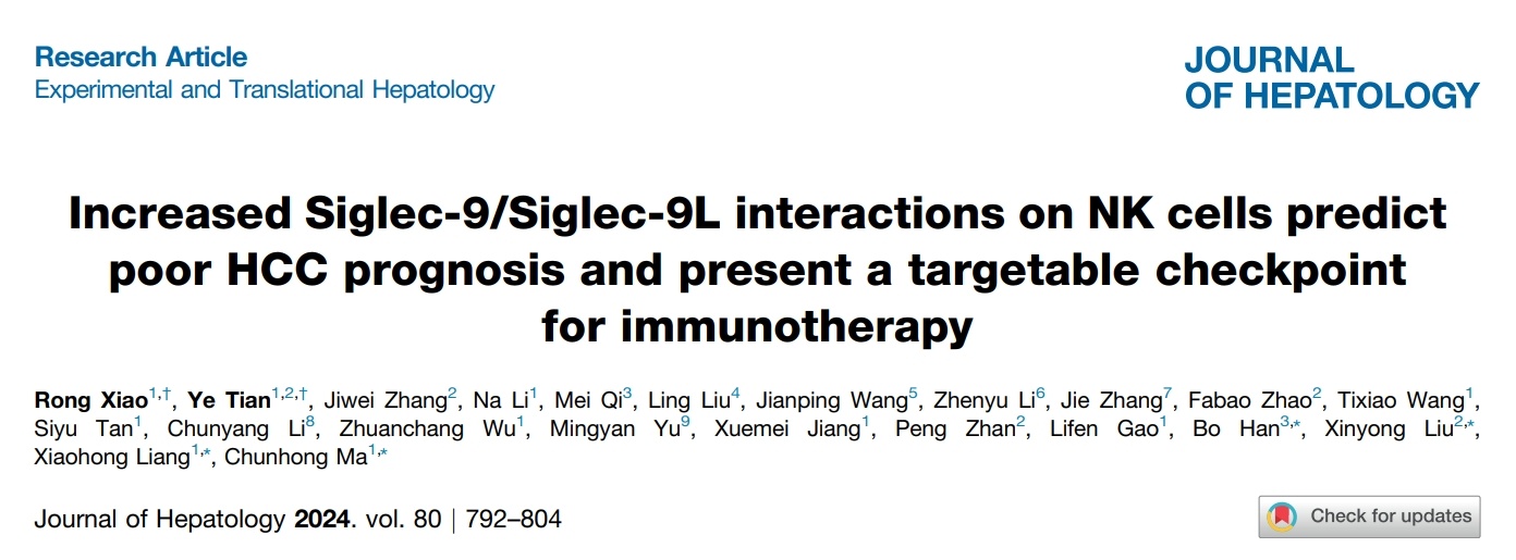 山东大学马春红教授等发现Siglec-9/Siglec-9L可作为潜在干预靶点