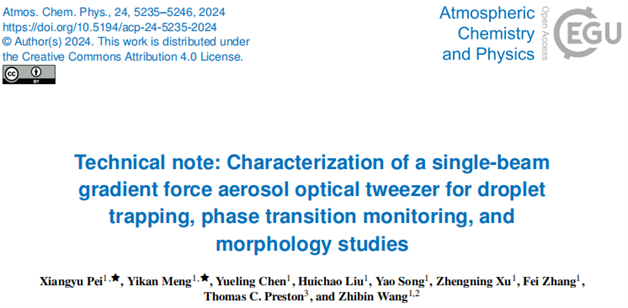 用于液滴捕获、相变监测和形态学研究的单束梯度力气溶胶光学镊的表征