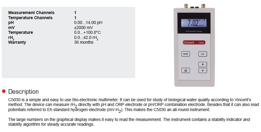 C5030 型便携式生物Ph/Mv/rH2、温度测量仪