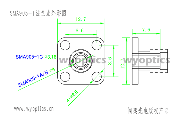 SMA905座子 SMA法兰 适配器