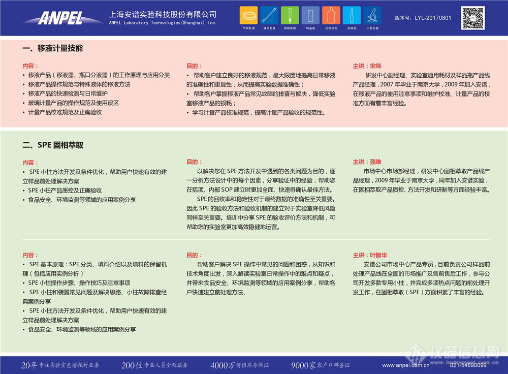 安谱实验全国巡回培训十一月地点通知