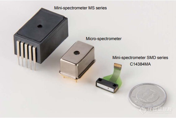 Mini-spectrometer SMD series C14384MA and currently available mini-spectrometer and micro-spectrometer.png