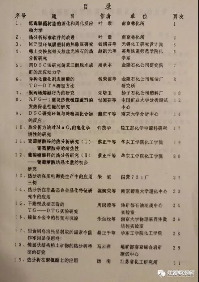 江苏省热分析专业委员会的发展