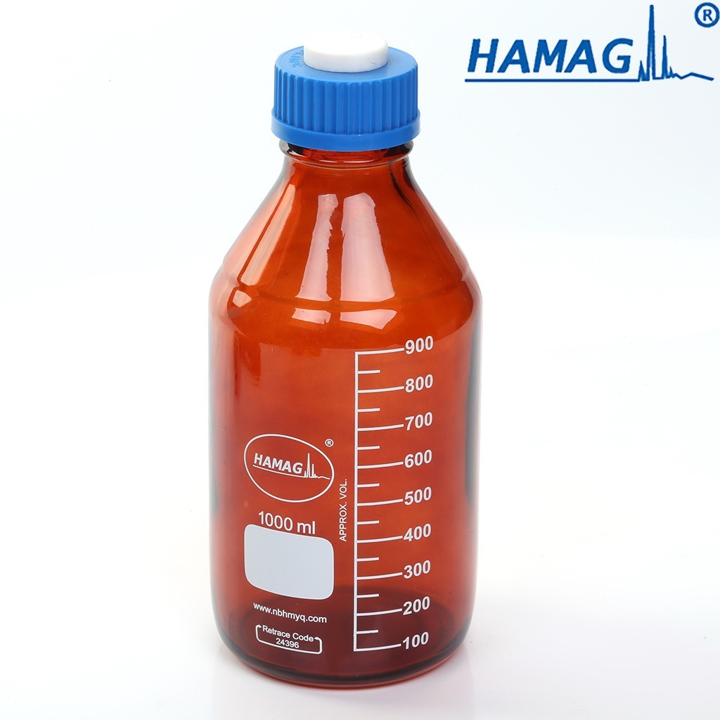 哈迈GL45螺纹口1000ml棕色流动相溶剂瓶