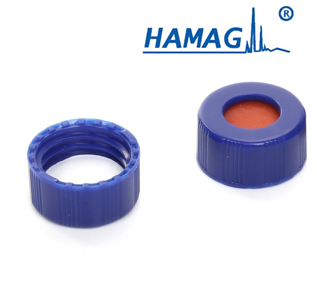 哈迈 9MM预装螺纹开口蓝盖含预切口聚四氟乙烯/白色硅胶垫片 其他色谱配件
