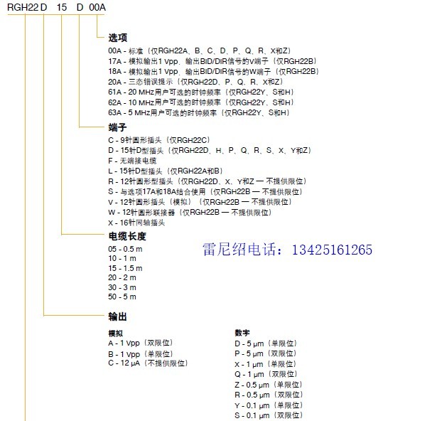 雷尼绍读数头光栅尺读取头RGH2系列