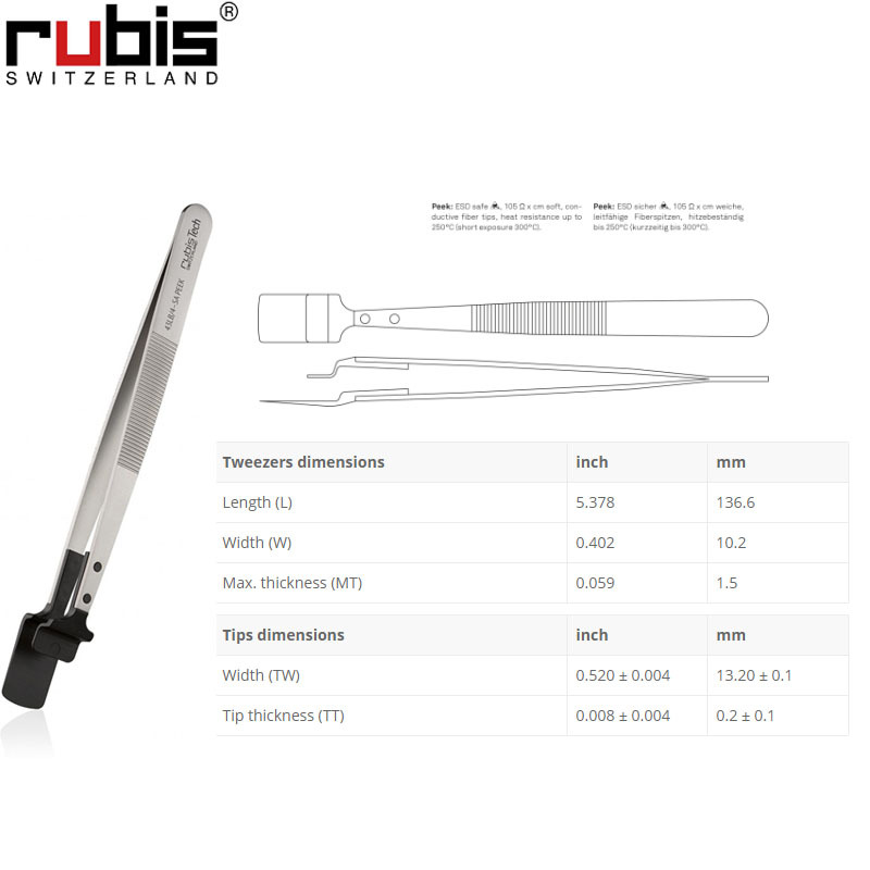 Rubis镊子43LB/4-Peek