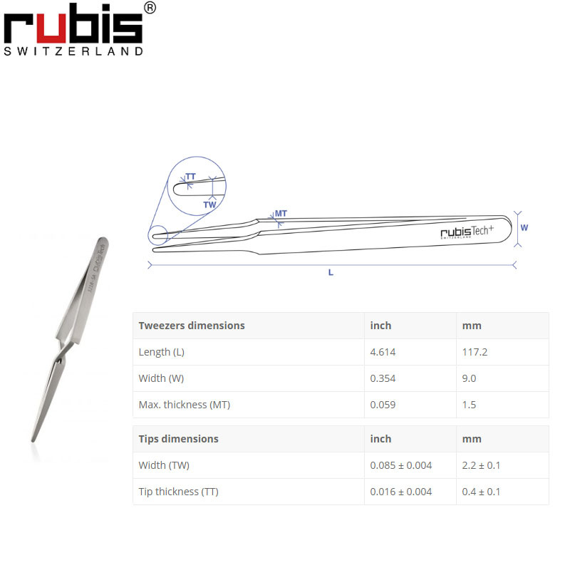 瑞士Rubis镊子321R-SA Rubis反向镊子
