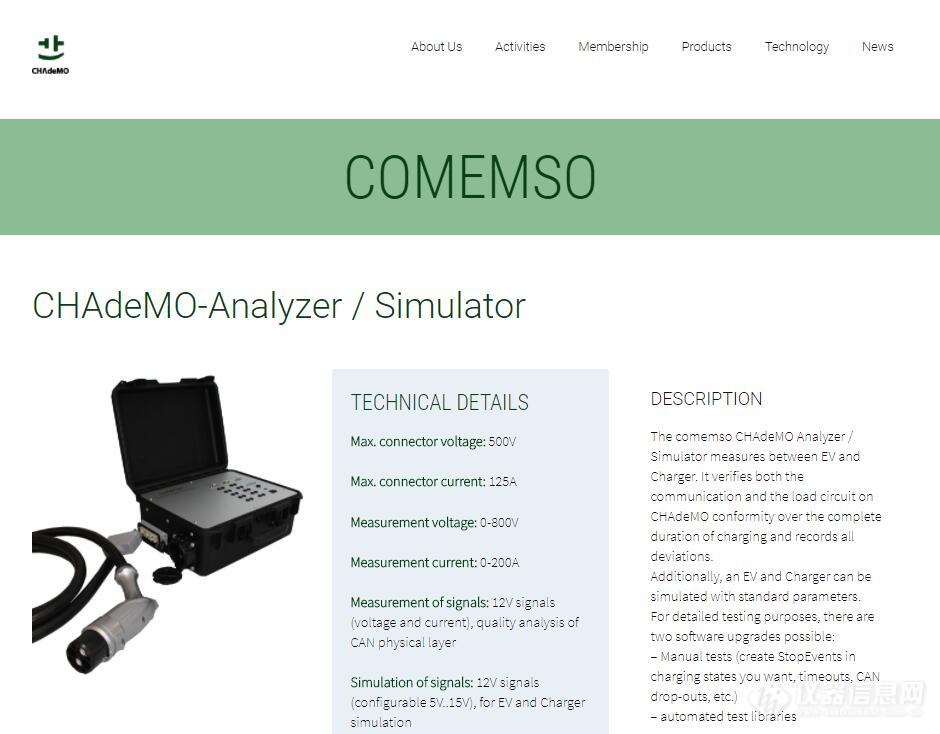 CHAdeMO协会：2019日本标准充电桩测试推荐使用德国Comemso产品
