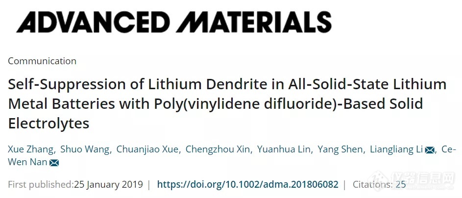 Self‐Suppression of Lithium Dendrite in All‐Solid‐State Lithium Metal Batteries with Poly(vinylidene difluoride)‐Based Solid Electrolytes.jpg