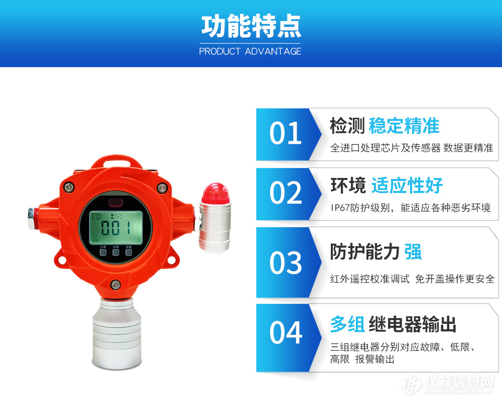 工业可燃气体报警器功能特点