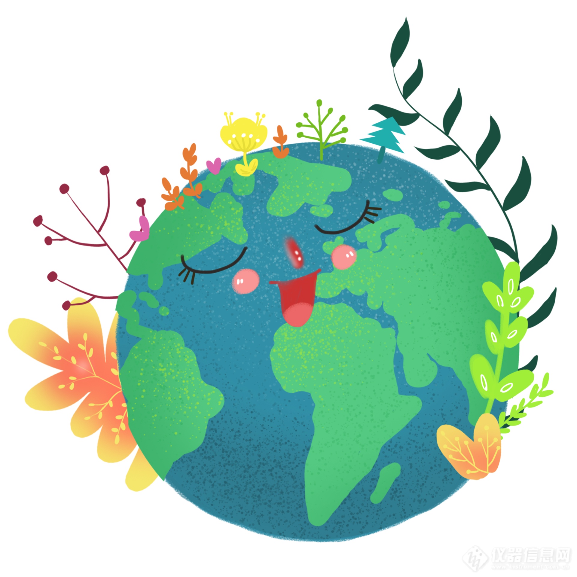 卡通绿色世界地球日.png