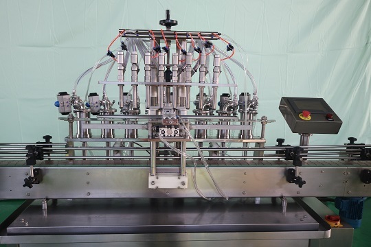 HCGX-500型八头直线液体灌装旋盖（轧）机