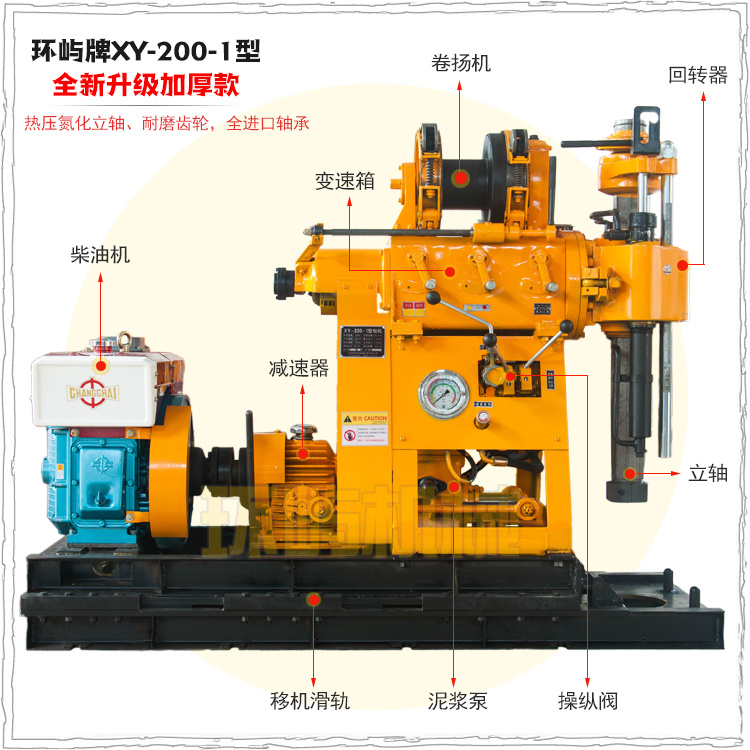 XY-200米中深孔钻井机 可加履带底盘 液压柴动打井机设备