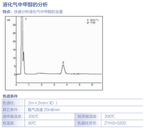  液化气中甲醇的分析 其他气相专用柱