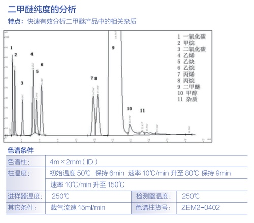  二甲醚纯度的分析 其他气相专用柱