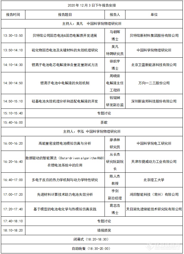 第三届全国锂电池失效分析与测试技术研讨会初步日程公布