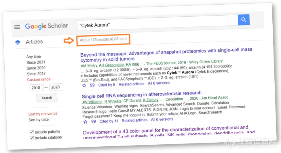 文章数量增长迅猛，Cytek新增搜索功能，可快速锁定目标研究领域