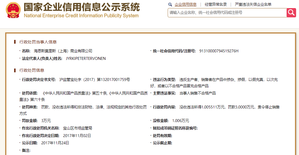 行政处罚内容：没收违法所得1.005511万元，罚款3.0000万元，责令停止销售。.png