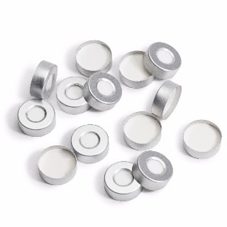 瓶盖，钳口，顶空，铝质，PTFE/硅橡胶隔垫，20 mm，100/pk。瓶盖尺寸：20 mm