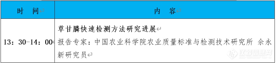 “第十届中国食品与农产品安全检测技术与质量控制国际论坛”大会日程表