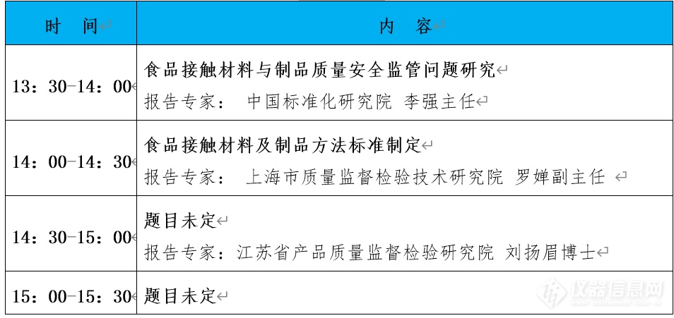 “第十届中国食品与农产品安全检测技术与质量控制国际论坛”大会日程表