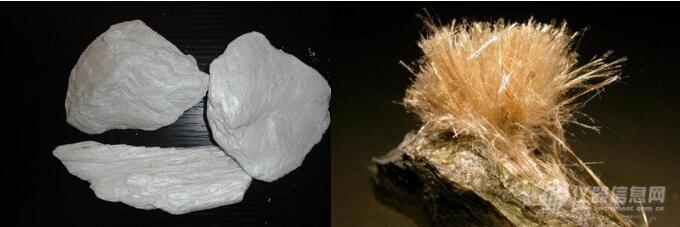 图(1). 滑石（左）与石棉纤维（右），图片来源于网络.jpg