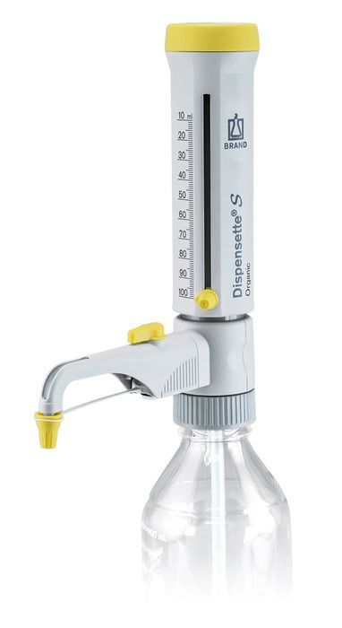 Dispensette S Organic游标可调瓶口移液器，10-100ml黄