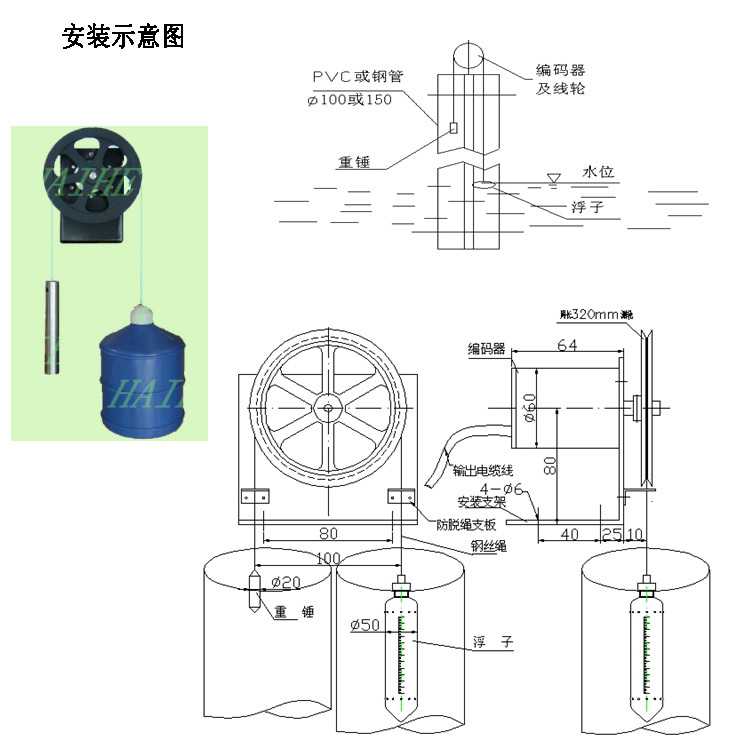 徐州海河浮子式水位计液位水位传感器HSW