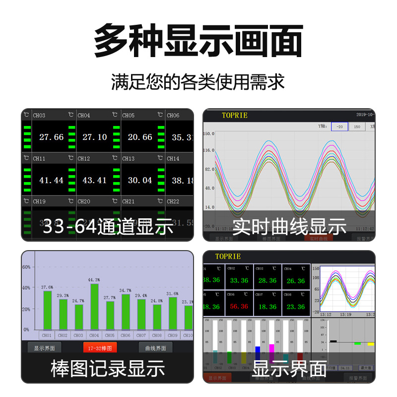 拓普瑞TP9000多路温湿度记录仪多通道温度记录仪温度计