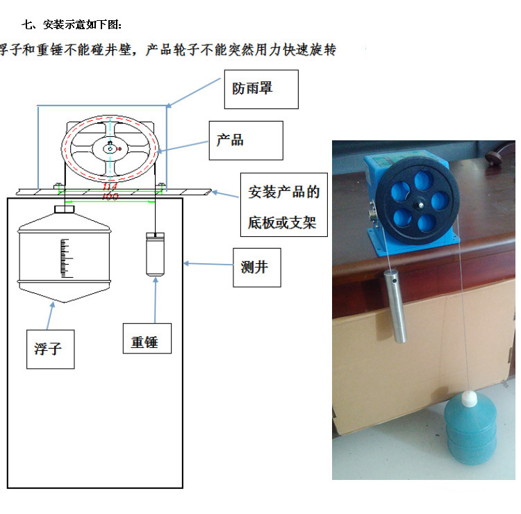 机械数字显示浮子式水位计 液位传感器 大量程