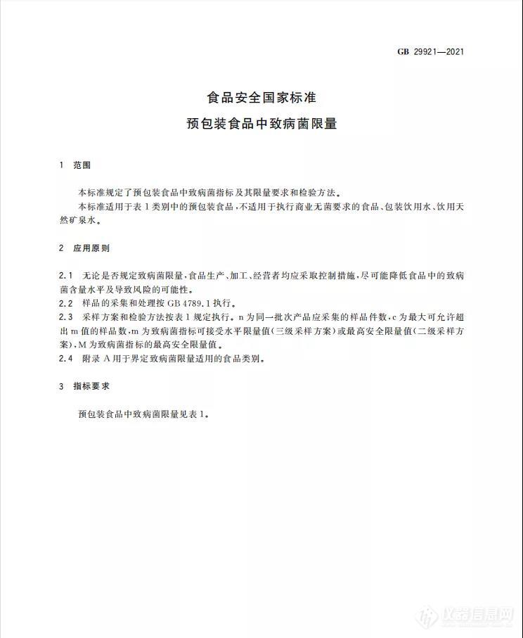 【新旧对照】GB 29921-2021《食品安全国家标准 预包装食品中致病菌限量》