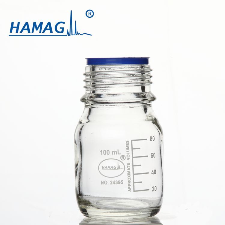 哈迈 GL45螺纹口100ml透明流动相溶剂瓶