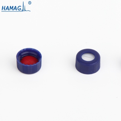 9MM预组装蓝色螺纹开口盖预开口红色PTFE/白色硅胶垫