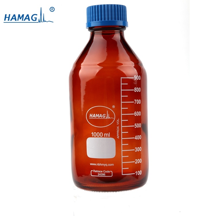 哈迈GL45螺纹口1000ml棕色流动相溶剂瓶