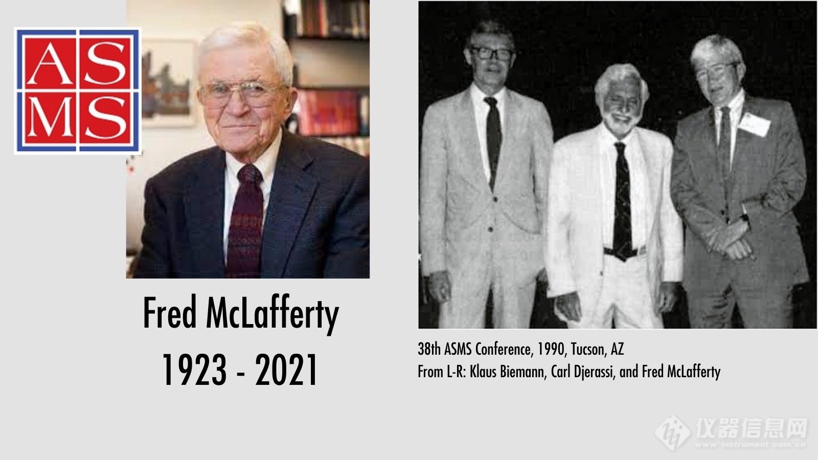 著名美国化学家、质谱界泰斗Fred W. McLafferty逝世，享年98岁
