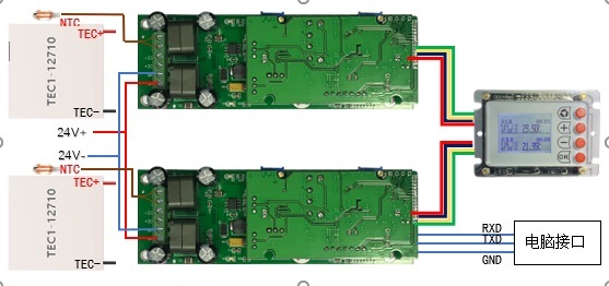 双串口一拖二两路TEC温度控制器