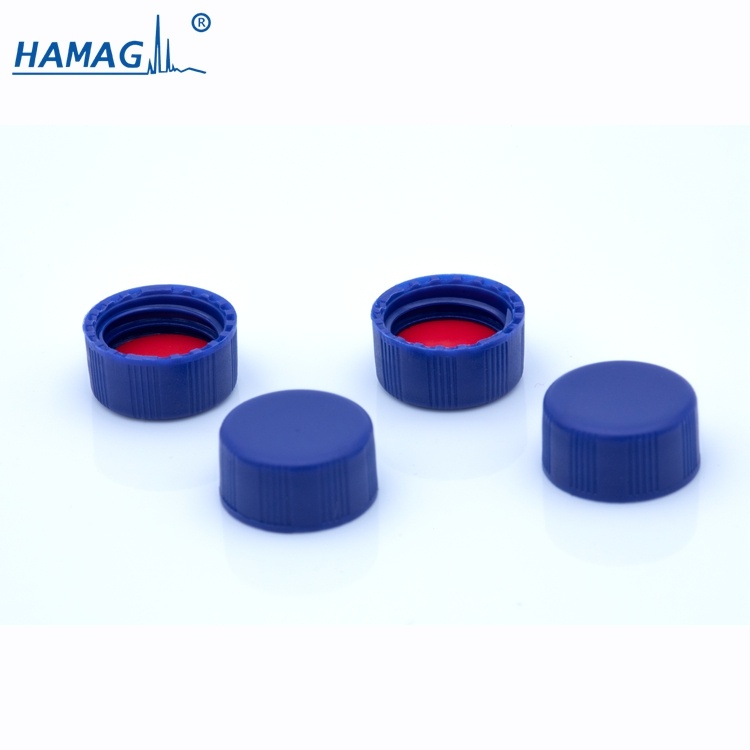 哈迈 9-425 样品瓶附件预组装蓝色螺纹实心盖；红色PTFE/白色硅胶垫  9MM
