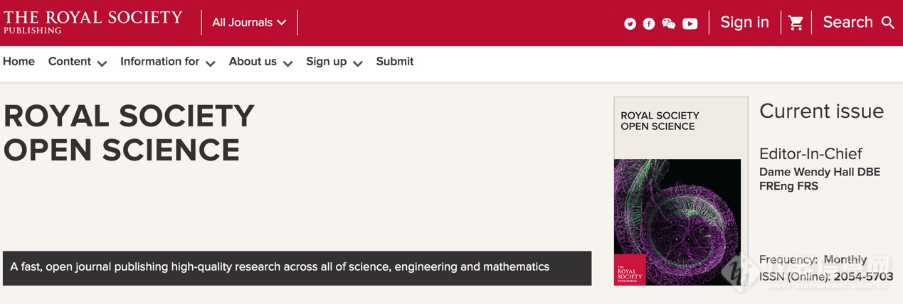 上交大吕海涛研究员受邀担任英国皇家学会旗下期刊Royal Society Open Science-Subject 副主编
