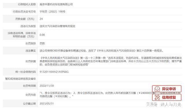 南京中菱机动车检测公司被罚24万元.jpg