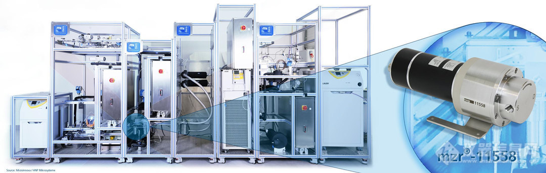 Microinnova公司将德国彗诺微量泵集成到两个十分紧凑的连续配方合成装置和一个智能模块化自动连续生产系统中。