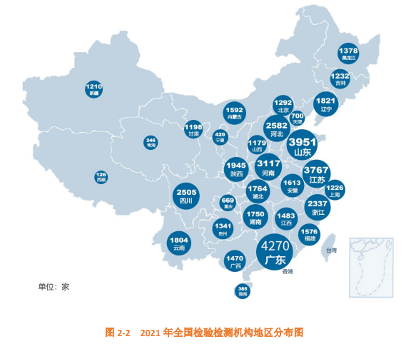 图 2-2 2021 年全国检验检测机构地区分布图.png