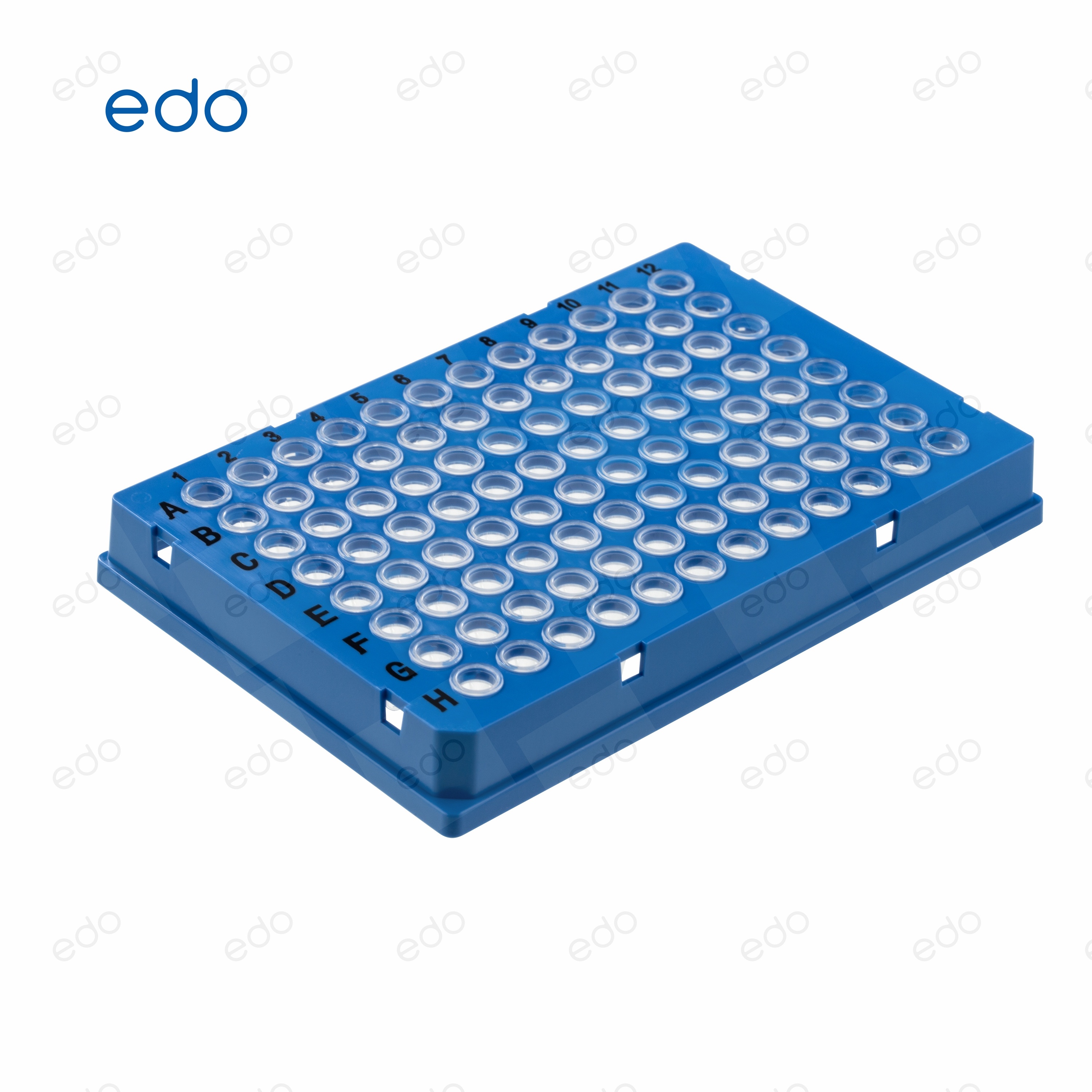 edo 0.1mL 96孔PCR板-全群边，透明，蓝色框 150ulpcr板 核酸提取检测 不可拆
