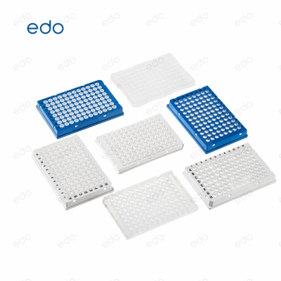edo 0.1mL 96孔PCR板-全群边，透明，蓝色框 150ulpcr板 核酸提取检测 不可拆