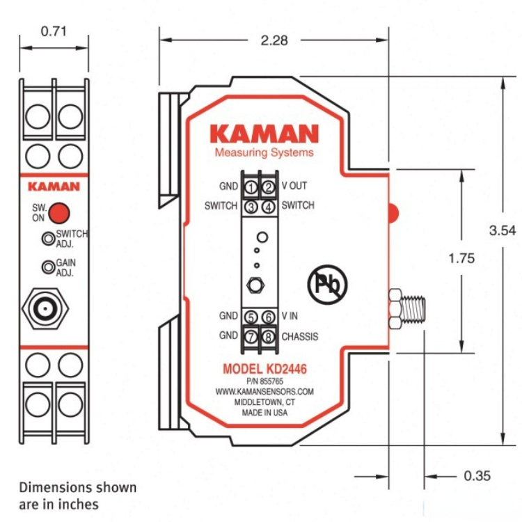 美国KAMAN（卡曼）转速测量电涡流传感器 KD2446