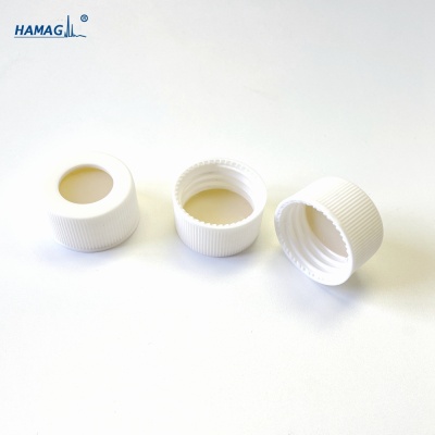 24-400预粘合白色开孔螺纹盖;本色PTFE/本色硅胶垫片（22*3mm）盖垫一体式